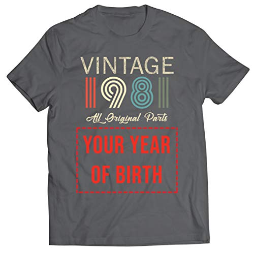 lepni.me Camisetas Hombre Personalizado con Cualquier Año Regalo Vintage Todas Las Piezas Originales (Large Grafito Multicolor)