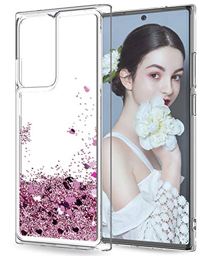 LeYi Funda Samsung Galaxy Note 20 Ultra Silicona Purpurina Carcasa, Transparente Cristal Bumper Telefono Gel TPU Fundas Case Cover para Movil Samsung Galaxy Note 20 Ultra ZX Oro Rosa