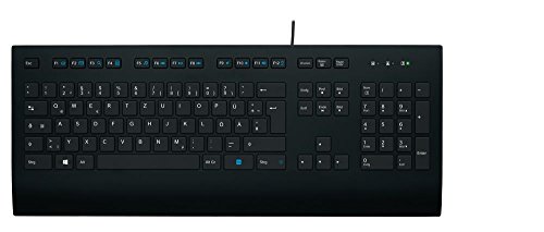 Logitech K280e Pro Teclado con Cable para Windows, Linux, Chrome, Disposición QWERTZ Alemán, Negro