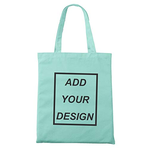 LXX Bolsa de Asas de Compras Agregue su Texto Imprimir Diseño Original Zipper con Cremallera Unisex Moda de Moda Bolsas de Lona Bolsas de Libros 1pcs (Color : Fruit Green)