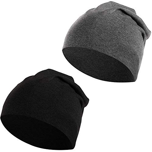 LYTIVAGEN 2 PCS Gorro de Dormir Unisexo Sombrero Suave para Dormir Transpirables Deresina Gorro para Pérdida de Cabello, Cáncer, Quimioterapia (Negro y Gris)