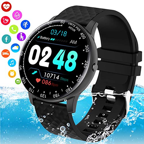 Mahipey Smartwatch,Reloj Inteligente Mujer Hombre Impermeable Con Pulsómetro Presión Arterial Monitor Sueño Smart Watch Pulsera Actividad Deportivo