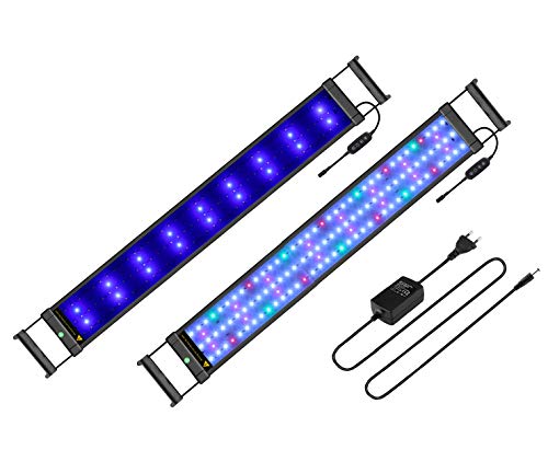 Main Luz LED, iluminación Acuario Acuario Blanco Azul Rojo Verde luz 7,5 W/16 W/22 W/31 W con ajustable Soporte para 30 cm de 50 cm/50 cm de 70 cm/70 cm de 90 cm/90 cm de 110 cm Acuario, color negro