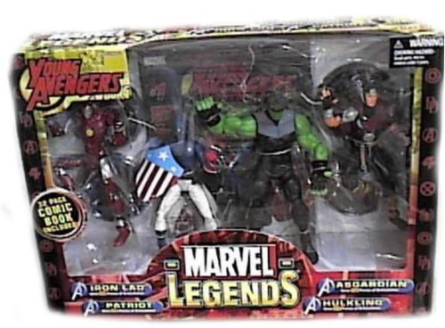 MARVEL LEGENDS YOUNG AVENGERS caja con 4 figuras PVC 14-17cm HULKLING, PATRIOT, ASGARDIAN y IRON LAD