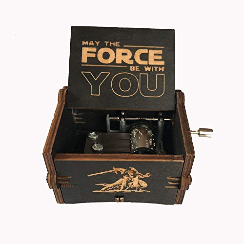 MINGZE Caja de música de Madera manivela, Pure Hand-Classical Music Box Hand-Wooden Music Box Creative Wooden Crafts Best Gifts, Variedad de Estilos (Star Wars（Black）)