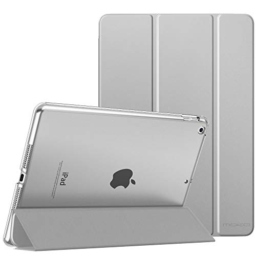 MoKo Funda para Nuevo iPad 8ª Gen 2020 / 7ª Generación 2019, iPad 10.2 Case, Ultra Delgado Función de Soporte Protectora Plegable Cubierta Inteligente Trasera Transparente - Plata