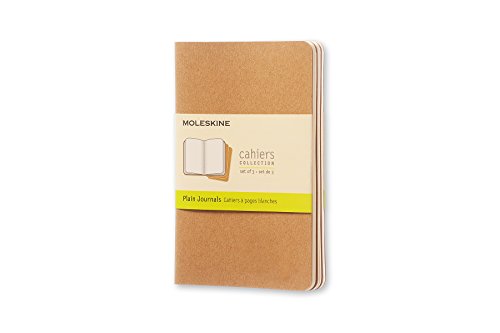 Moleskine S04940 Juego de 3 cuadernos con páginas en blanco, cubierta de cartón y bordado de algodón, 9x14 cm, Papel marrón