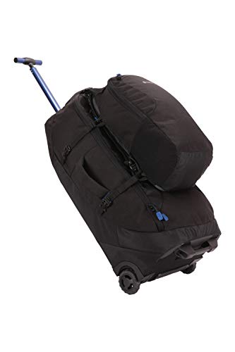 Mountain Warehouse Mochila con Ruedas Voyager 50 + 20 L - Mochila Desmontable, Mochila con Correas para los Hombros, Correas de compresión, Cremalleras con Bloqueo Negro Jet Talla única