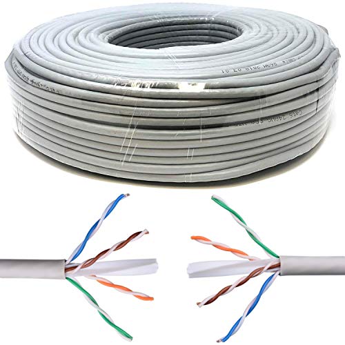 Mr. Tronic 200m Cable de Instalación Red Ethernet Bobina | CAT6, AWG24, CCA, UTP (200 Metros, Gris)