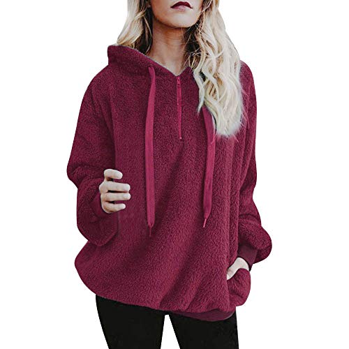 Mujer Caliente y Esponjoso Tops Chaqueta Suéter Abrigo Jersey Mujer Otoño-Invierno Talla Grande Hoodie Sudadera con Capucha riou