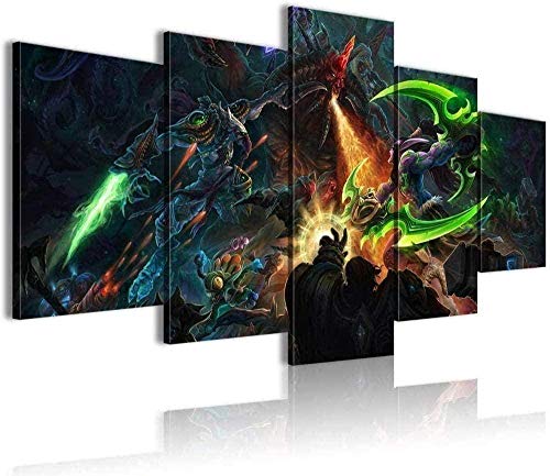 NC83 5 Pinturas consecutivas 5 Pinturas conjuntas Lienzo de impresión 3D HD Heroes of The Storm decoración de Starcraft 150x80cm