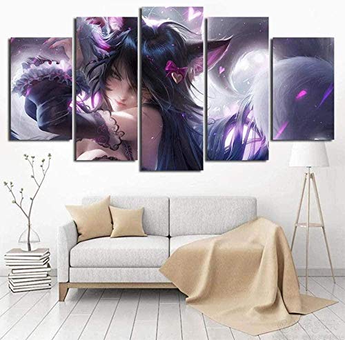 NC83 HAOLL 5 Paneles de Pintura de Arte de Pared - League of Legends Game Boy 5 Lienzo Arte Interior Pared HD Arte decoración Pinturas y Carteles 150X80cm