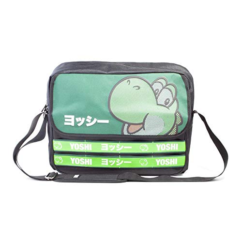 Nintendo Super Mario Bros. - Yoshi Taped Messenger Bag, Unisex adulto, Negro (Black)