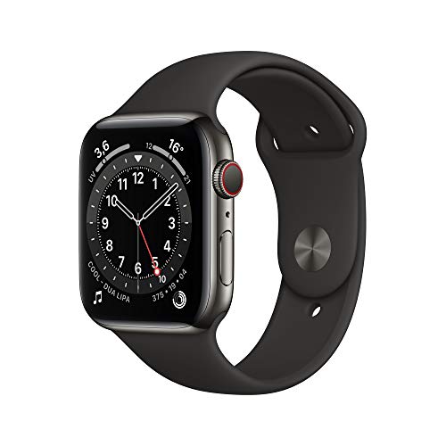 Nuevo Apple Watch Series 6 (GPS + Cellular, 44 mm) Caja de Acero Inoxidable en Grafito - Correa Deportiva Negra