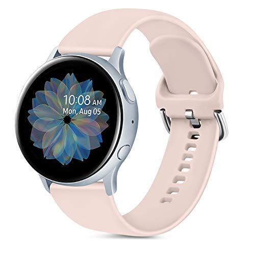 Oumida 20mm Correa Compatible con Samsung Galaxy Watch Active 40mm/Active2 40mm 44mm,Pulseras de Repuesto de Silicona Suave para Samsung Galaxy Watch 42mm/Watch 3 41mm/Gear Sport(S,Rosa Sand)
