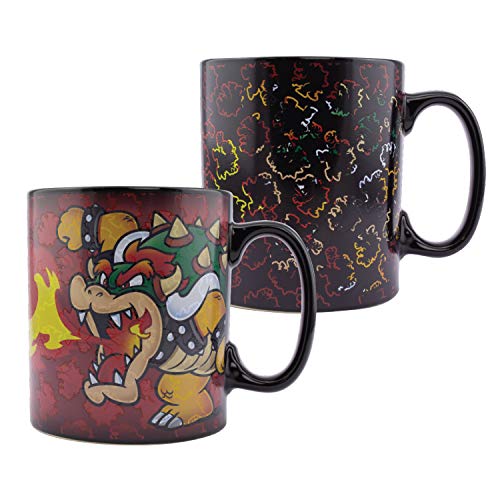 Paladone PP6350NN Bowser Taza de café de gran tamaño, con cambio de calor, 550 ml, gres