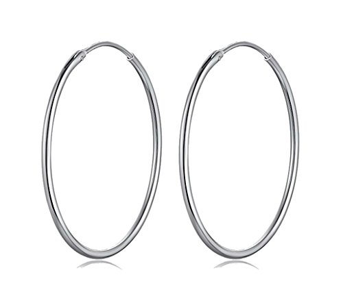 PAPOLY® Pendientes de ARO hechos de PLATA DE LEY 925 40mm. (40mm)