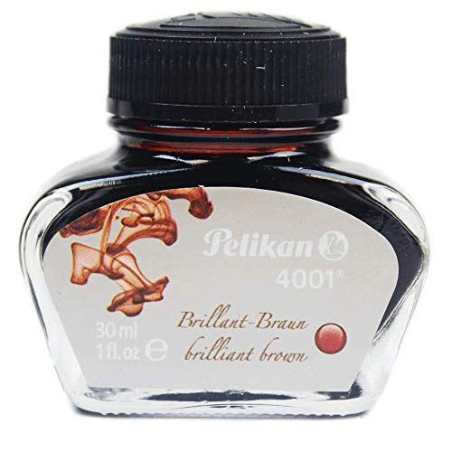 Pelikan 311902 - Tinta para pluma estilográfica 4001, frasco de vidrio de 30 ml, color azul marrón
