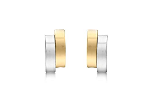 Pendientes de tuerca de doble barra asimétrica de oro de 9 ct en 2 tonos