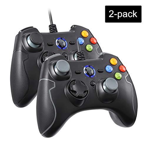 REDSTORM Mando PC, Mando de Gamepad con Cable,Función Double Shock/Turbo/Joystick de Alta Precisión, Plug and Play/Función de Soporte OTG, Compatible con PC / PS3(2 Paquetes)