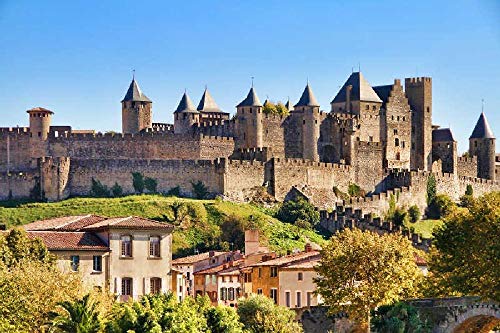 Rompecabezas de 500 Piezas, Rompecabezas de madera, Juego de Rompecabezas de relajación, Rompecabezas para el Cerebro, Regalo para niños y Adultos -Castillo de Carcassonne