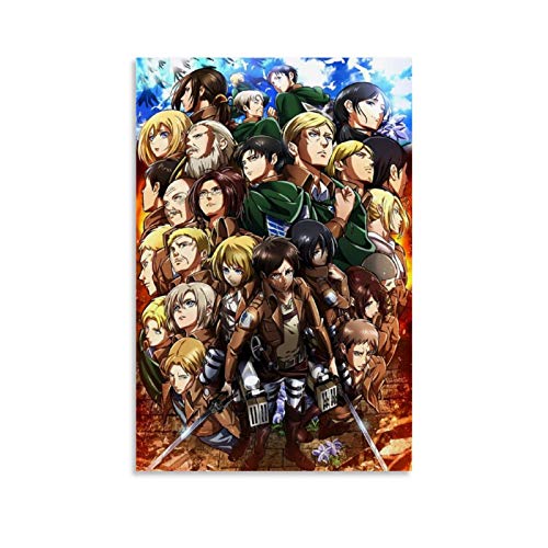 SDFZ Póster de anime de Attack On Titan, diseño de personajes de Atack On Titan, decoración de pared, 50 x 75 cm