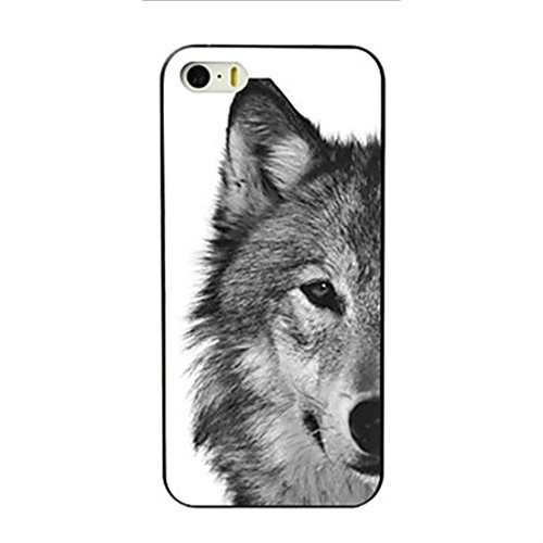 SecondDromi Feroz patrón de Cabeza de Lobo Blanco y Negro Funda para iPhone 8(4,7"),Blanco