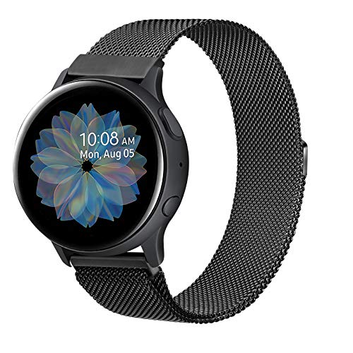 Senka 20mm Metal Correa Compatible con Samsung Galaxy Watch Active 40mm/Active2 40mm 44mm,Pulseras de Repuesto de Inoxidable para Samsung Galaxy Watch 42mm/Watch 3 41mm/Gear Sport(20mm,Negro)