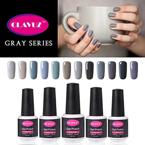 Set de esmalte de uñas de gel CLAVUZ; 12 unidades, multicolores, secado con lámpara LED o UV, 8 ml