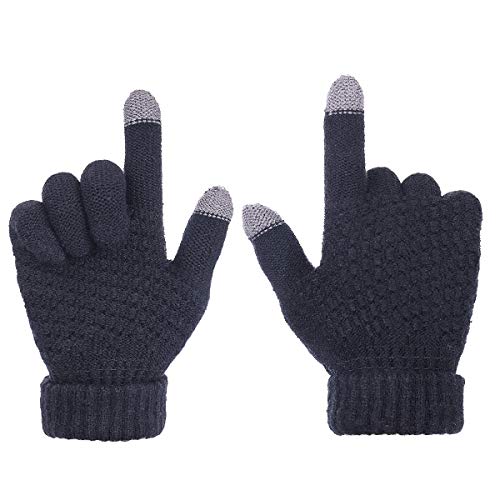 SHOLOV Guantes de invierño para Hombre, Mujer, Guatnes Tacticos Calientes de Pantalla Táctil, Guantes Termicos Para el Clima frío al Aire Libre, Guantes de Conducir Antiviento Regalo Ideal-Negro