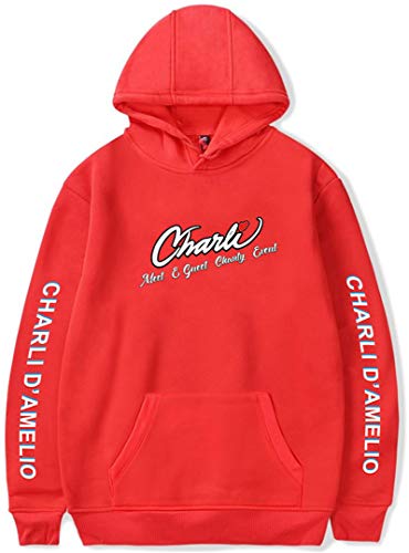 Silver Basic Charli Damelio Sudadera para Mujer Sudadera Divertida Streetwear The Hype House Sudadera Charli Damelio Ropa 3XL,Rojo28204-2