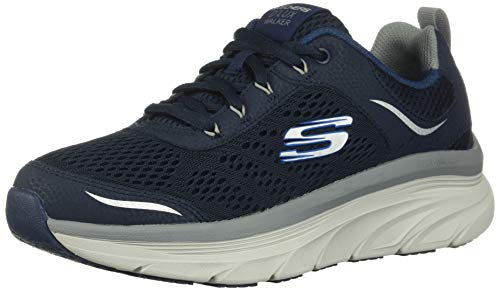 Skechers D'lux Walker, Zapatillas Hombre, Azul (Navy Leather/Mesh/Gray Trim Nvgy), 42 EU