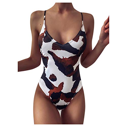 Snakell Bañador Mujer Sexy, Trajes de baño de Una Pieza Cuello en V Profundo bañador Flores Monokini Verano Vacaciones Playa, Traje de Baño Mujer 2021 Mujer Bikini de Gradiente de Color