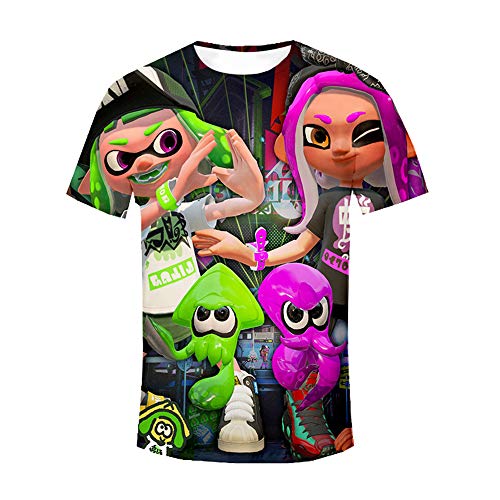 Splatoon Camiseta Camiseta Deportiva con Cuello Redondo, Manga Corta, Informal, Manga Corta, Estampado Simple Unisex (Color : A03, Size : XS)