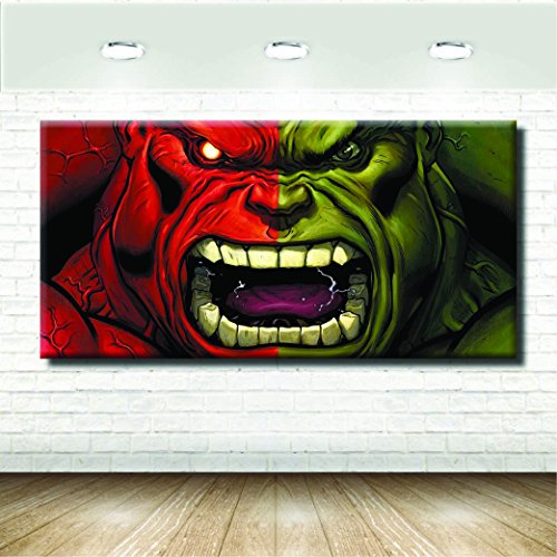 stampepersonalizzate.com Imprimir en lienzo - Formato Canvas - Formato 100X50 Solo lienzo - Imprimir en calidad fotográfica - Pinturas Cómics y cartones - hulk verde e Rojo