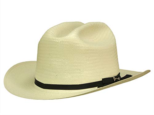Stetson Open Road 6X Western Sombrero de paja para hombre – Hecho en Estados Unidos – Sombrero de vaquero de paja – Sombrero de sol con lazo – Primavera/Verano Offwhite (7) 55