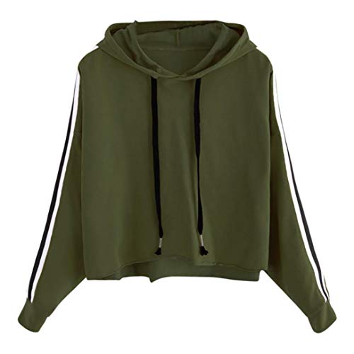 Sudadera con Capucha para Mujer, Manga Larga con Capucha y Rayas Sudadera con Capucha SunGren con Capucha y Capucha con Mangas（Verde,L