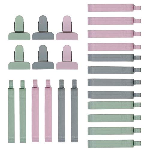 sylbx 24 pcs Clips Sellado Alimentos Pinzas Cierre Clip Pinza hermético Bolso, Pinzas Plástico Seal Clamp Sellado herméticos Abrazadera Alimentos y Aperitivos(3 Tamaños)