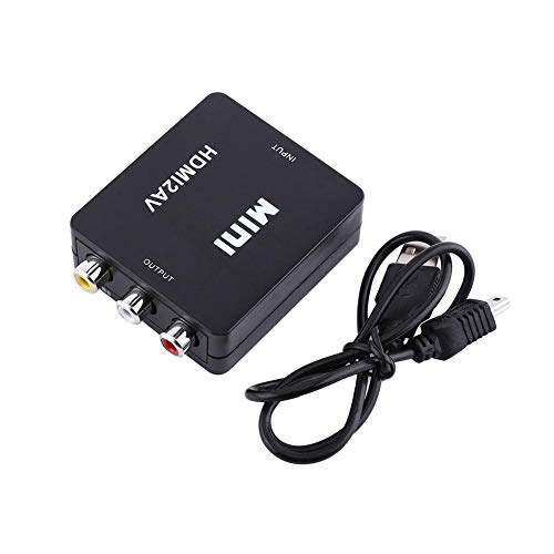 Tangxi Convertidor HDMI a RCA, HDMI a AV, 1080P HDMI a 3RCA CVBS AV Adaptador convertidor de Audio y Video Compuesto 720p/1080p Admite PAL/NTSC con Cable de Carga USB para PC Laptop HDTV DVD(Negro)