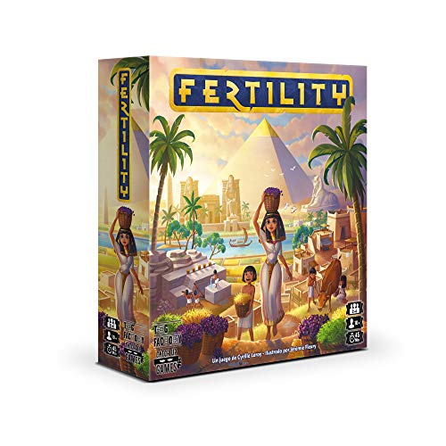 TCG Factory- FERTILITY Juego de mesa en español para toda la familia. 2 a 4 jugadores. ¡Viaja al antiguo Egipto y crea la ciudad más eficiente con este eurogame de iniciación!