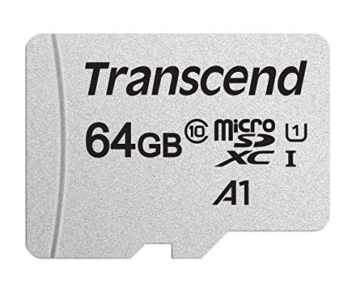 Transcend Usd300S Tarjeta Microsd de 64Gb, Clase 10, U1, A1, Hasta 95 Mbs de Lectura, con Adaptador Sd