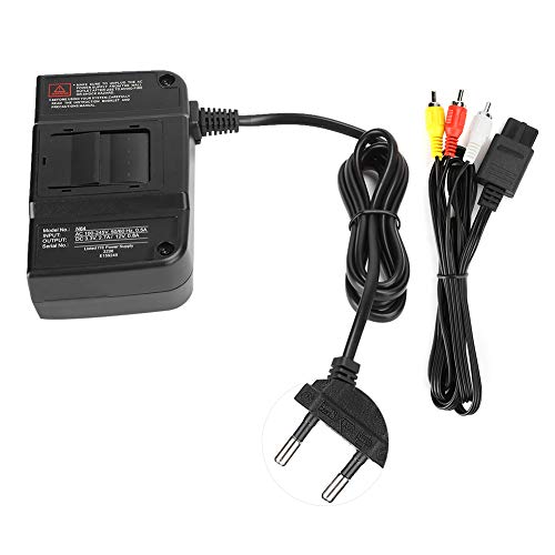 Transformador de potencia N64 Power Aadpter Adaptador de transformador de CA Fuente de alimentación para cable de video AV para Nintendo 100‑240V(ENCHUFE DE LA UE)