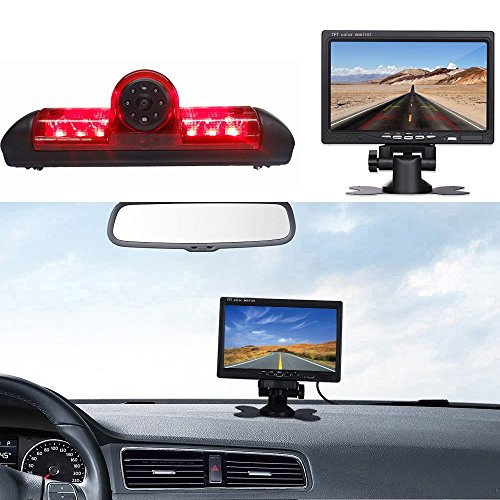 Transporter Van Cámara de Marcha Atrás con 7 Pulgadas TFT LCD Monitor de Coche, IR Vision Nocturna HD Impermeable Cámara de Visión Trasera para Fiat Ducato X250 Peugeot Boxter Citroen Jumper Dodge