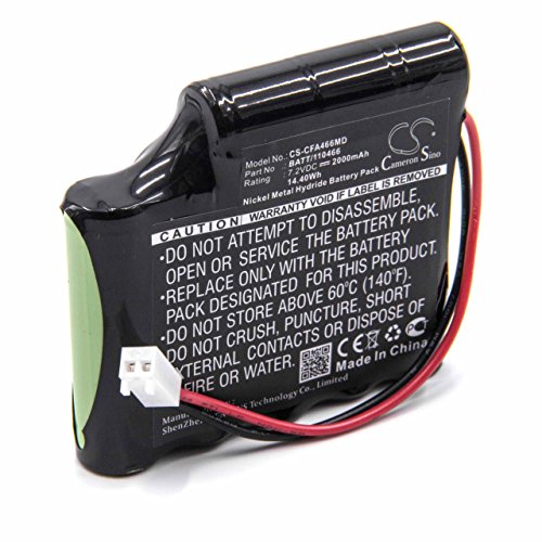 vhbw Batería NiMH 2000mAh (7.2V) para tecnología médica, estimulador muscular Cefar Myo REH AB4 como BATT/110466, 120466.