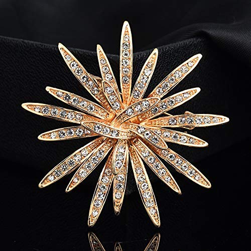 ViewSys Broche, Broche de la Flor de Moda Temperamento Sol, Broche del Rhinestone Femenino, Delicado y Simple versátil Accesorios de espigas, 5.3 * 5.3cm