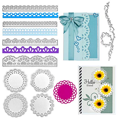 VINFUTUR 9pcs Troqueles Scrapbooking Tarjetas Álbum Recorte con Encaje Troqules Corte Metal Plantillas Troquelado Cutting Dies para Decoración Álbum Artesanía Papel DIY Manualidad Regalo