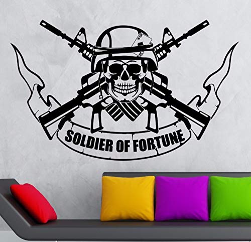 Vinilo Pegatina Soldado De La Fortuna Tatuajes De Pared Guerra Cráneo Militar Soldado Cartel De La Pared Decoración Del Hogar Extraíble Mural De Pared 68X42 Cm