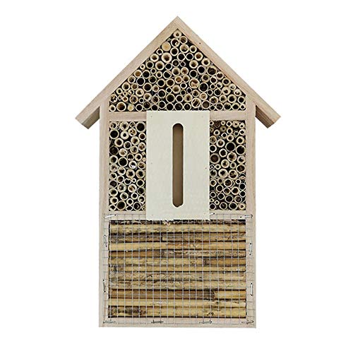 WDEC Casa para Insectos, Hotel para Insectos De Madera 29.5 x 15 x 4CM, Observatorio De Insectos Casa Natural, Gancho De Metal, para Abejas, Mariquitas, Moscas y Mariposas, Abejas y Nidos