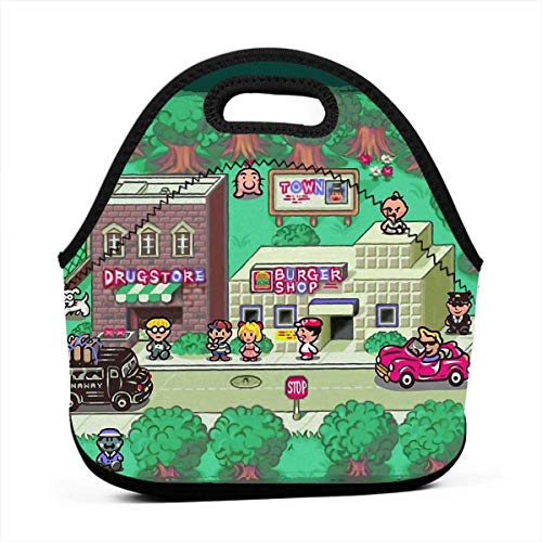 XCNGG Earthbound Town Hombres Mujeres Niños Bolsa de almuerzo aislada Tote Fiambrera reutilizable para el trabajo Picnic Escuela