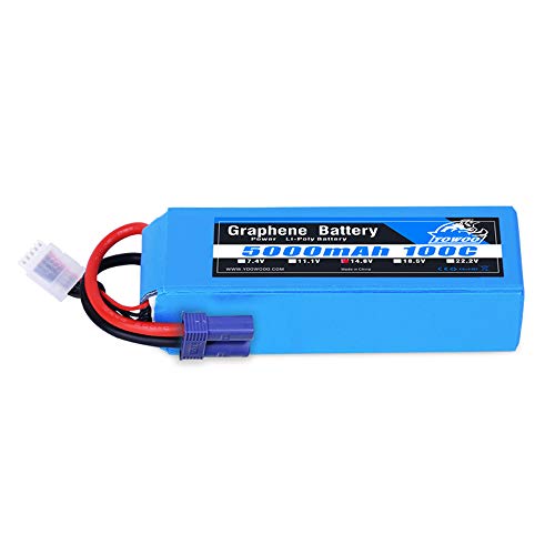 YOWOO 4S Batería de lipo de grafeno, 14.8V Batería Lipo 5000mAh 100C Caja Blanda del Conector EC5 para RC Evader Bx Car RC Truck RC Truggy RC Heli Avión Drone FPV Racing